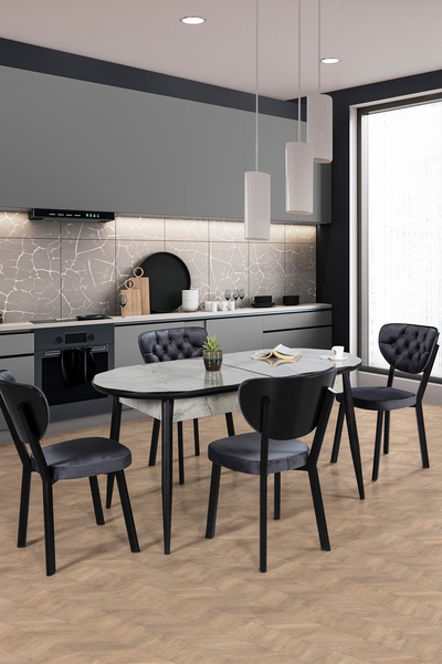 Eymense Ovani 4 Sandalyeli Mutfak Masa Takımı