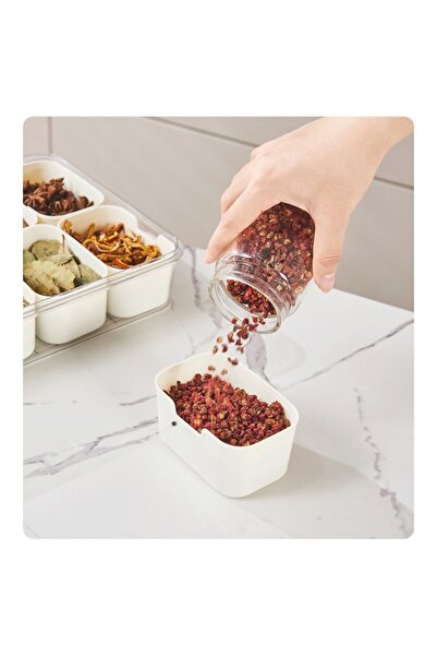 Flippy Multifunctional Food Storage Box, Flippy, with Lid and Handle, 8 Compartments, 32 x 8 x 25 cm, White