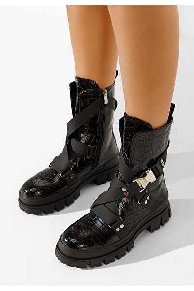 B T Shoes Bocanci dama rock negri Malagon V2