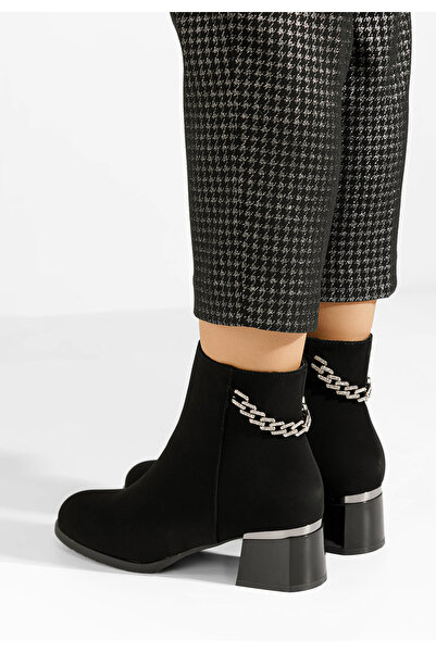 B T Shoes Μποτάκια με χοντρό τακούνι Kailena Μαύρα