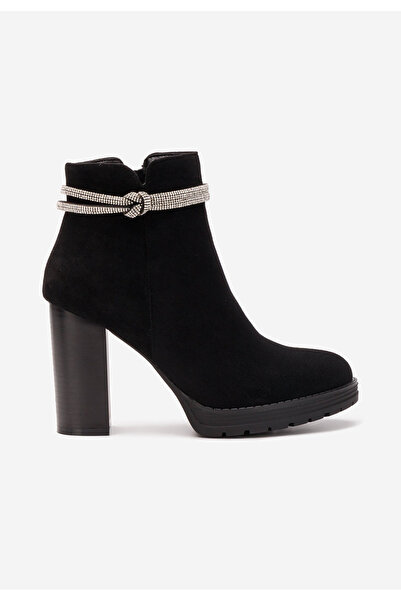 B T Shoes Botine cu toc gros Attalia negre
