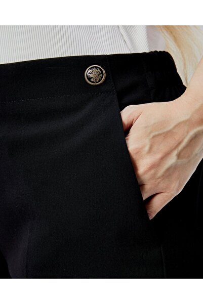 modamtn Decorative Button Back Waist Elastic Plus Size Trousers