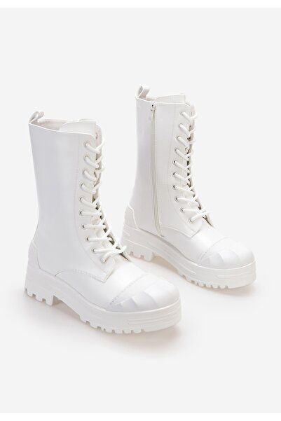 B T Shoes Bocanci damă Serrato albi