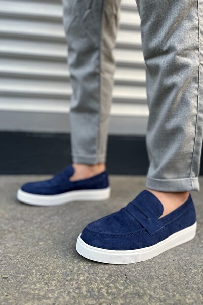 Lucy Shoes JY180 Estilo X Bağcıksız Süet Erkek Günlük Spor Klasik Ayakkabı SBT - Lacivert