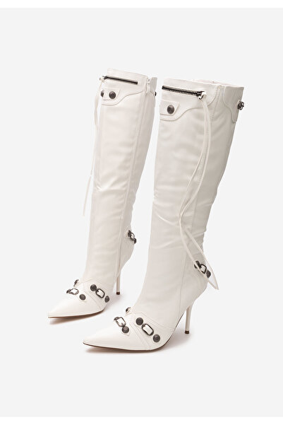 B T Shoes Bílé kozačky na jehlovém Supreme