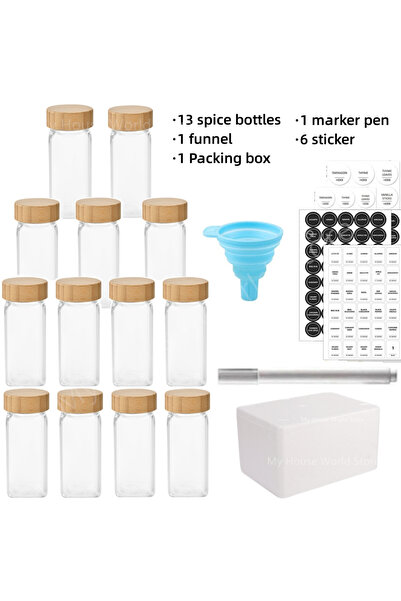 Choice4 13pcs jars set Glass Se Jars with Bamboo Lid Se Seasoning Containers ...