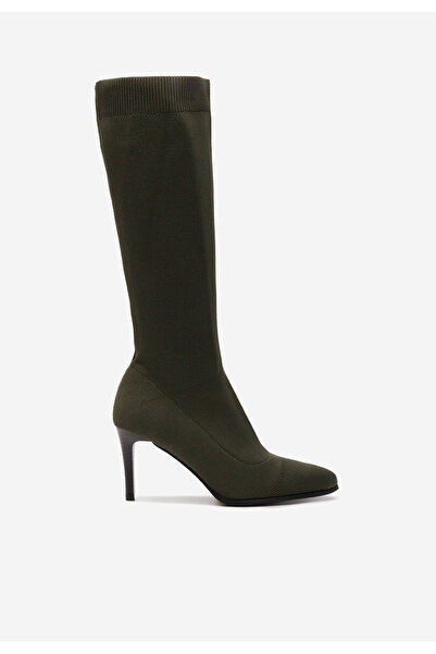 B T Shoes Zelené kozačky na jehlovém podpatku Avibria