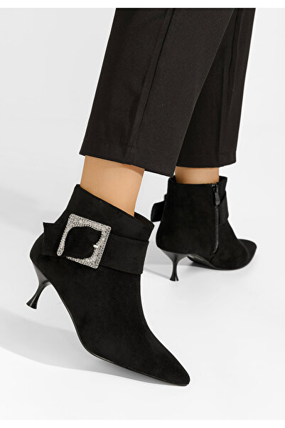 B T Shoes Μποτάκια με λεπτο τακουνι Karlene Μαύρα