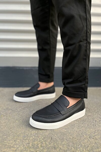 Lucy Shoes JY180 Estilo X حذاء رجالي رياضي كاجوال كلاسيكي بدون رباط CBT - أسود