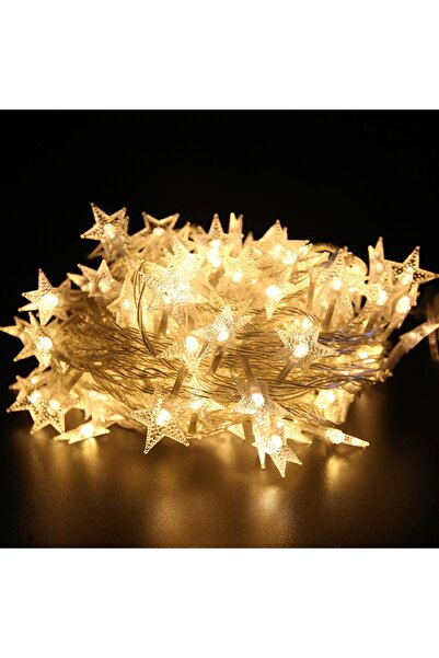 Flippy Lumini de Crăciun 1,5 m, 10 ornamente LED cu stele, alb cald, USB, fir de cupru