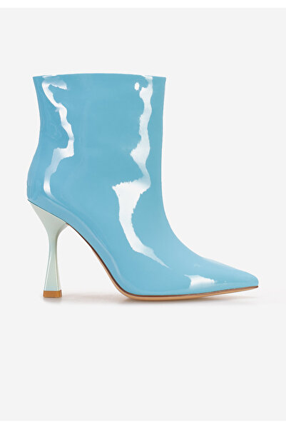 B T Shoes Modré kotníkové boty na vysokém podpatku Thessalia