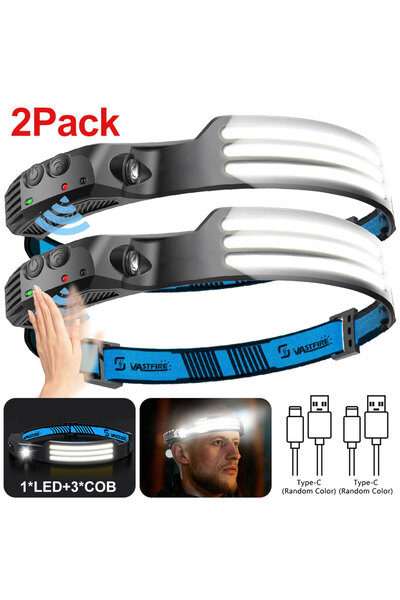 choice2 مصباحان رأس يعملان بتقنية الحث، مزودان بمصابيح COB وLED، وبطارية مدمج...
