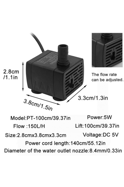 Choice 5 W PT-100cm Ultra Quiet USB Aquarium Fish Tank Filtration Pump Mini P...