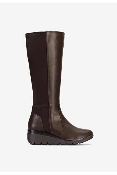 B T Shoes Hnedé kozačky na klínku Daneria