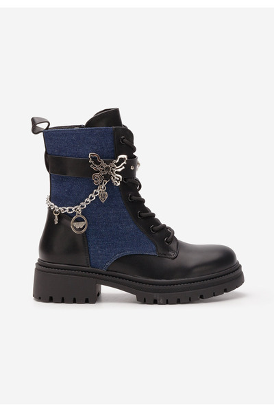 B T Shoes Denim šněrovací kotníkové boty Hilary