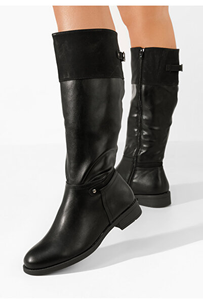 B T Shoes Mποτεσ γυναικειεσ φλατ Naenia Μαύρα