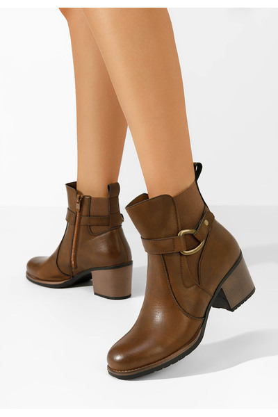 B T Shoes Μποτάκια με χοντρό τακούνι Sureda ταμπά