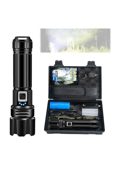 xpress sales High Brightness Flashlight, Lithium Battery, USB Charging, 5 Lighting Modes, Black