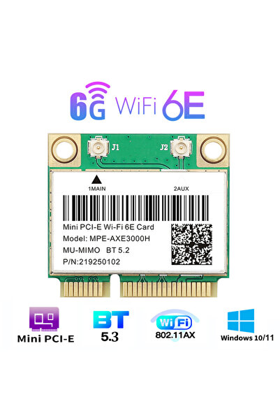 Choice4 بطاقة شبكة لاسلكية صغيرة PCI-E مزودة بتقنية واي فاي 6E MPE-AXE3000H، ...