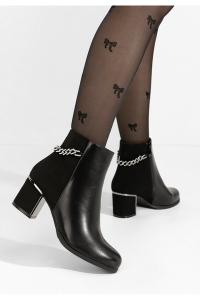 B T Shoes Μποτάκια με χοντρό τακούνι Akilah Μαύρα