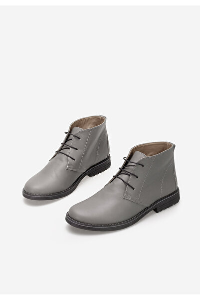 B T Shoes Γυναικεία δερμάτινα μποτάκια Kalisa V2 γκρι