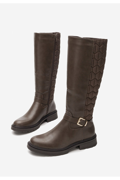 B T Shoes Mποτεσ γυναικειεσ φλατ Elfrieda καφε