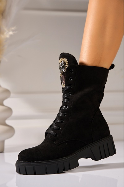 Joana Μαύρες σουέτ - Δερμάτινες γυναικείες μπότες Liyana3