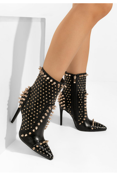 B T Shoes Μποτάκια με λεπτο τακουνι Kerada Μαύρα
