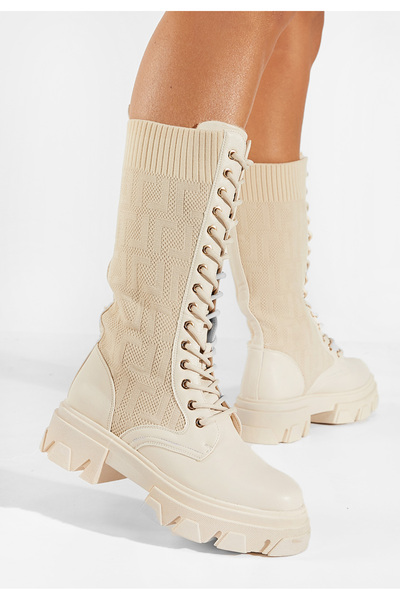 B T Shoes Women's beige high boots Dorine