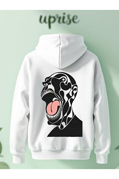 Vordevia Hanorac Screaming cu imprimeu Cotton 3 Thread O supradimensionat