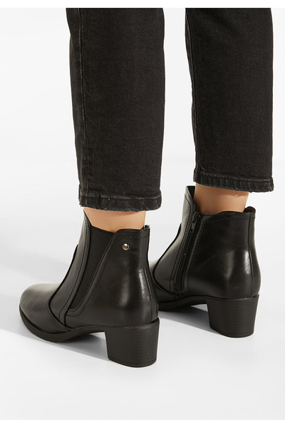 B T Shoes Μποτάκια με χοντρό τακούνι Μαύρα Verona