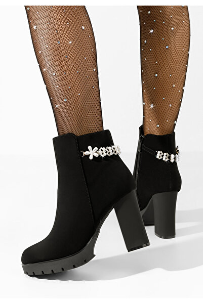 B T Shoes Μποτάκια με χοντρό τακούνι Sallie Μαύρα