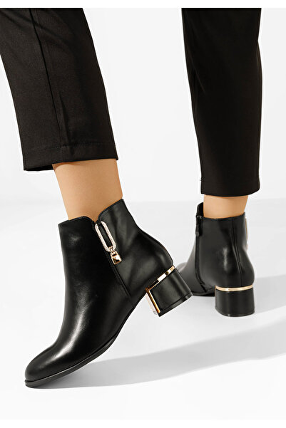 B T Shoes Μποτάκια με χοντρό τακούνι Viky Μαύρα