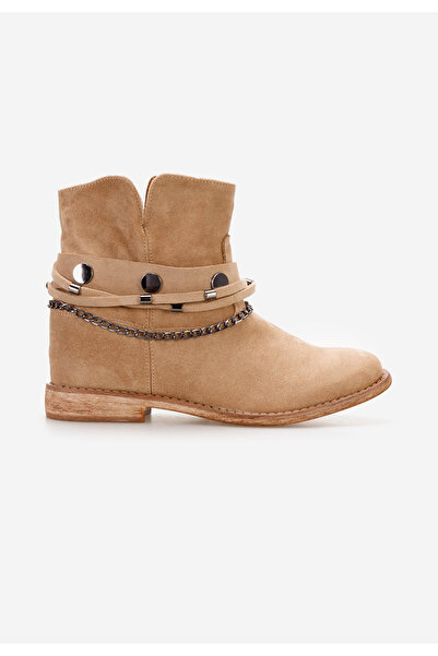 B T Shoes Khaki kotníkové boty na klínku Pelona