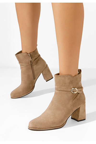 B T Shoes Μποτάκια με χοντρό τακούνι Cherri χακι