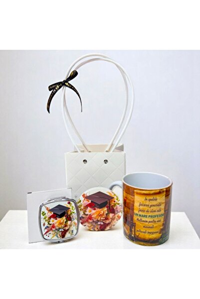 velve Pachet Teach, topper din lemn cu magnet, oglinda si cana din ceramica c...