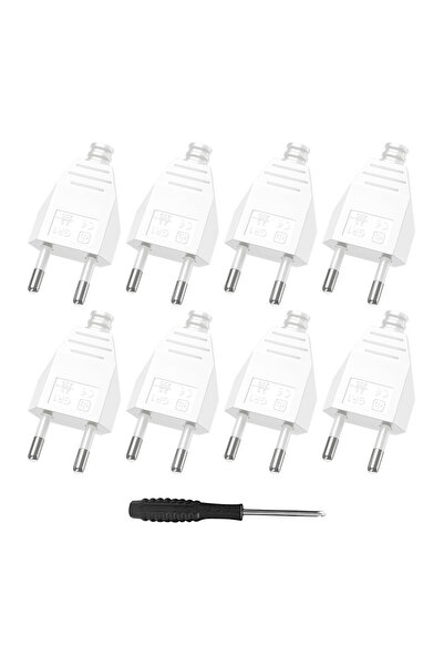 Choice3 110-250V 8pcs White black 6/8pc EU European 2 Pin Male Plug AC Electr...