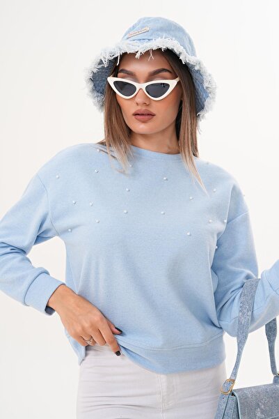 ŞİMAL Women's Pearl Detailed Thessaloniki Knitted Sweatshirt 255225 -