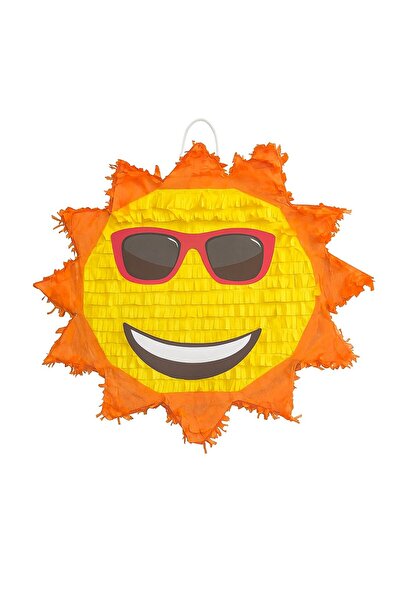 Flippy Sun Pinata with Sunglasses for Party, Flippy, Party Pinata, 40 x 40 x 7 cm, Yellow Red