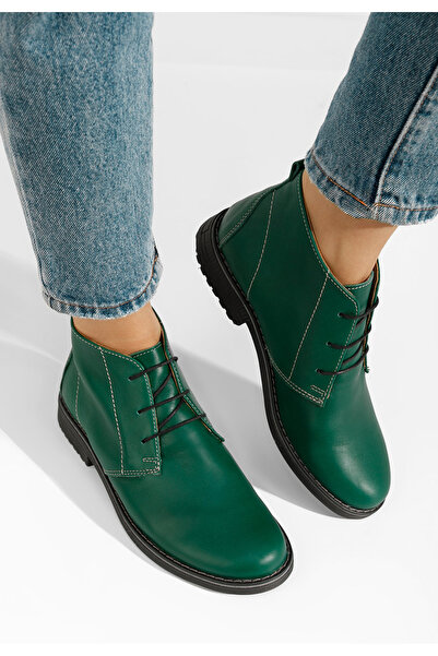 B T Shoes Γυναικεία δερμάτινα μποτάκια Kalisa πρασινο