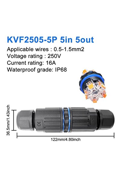 Choice1 موصل كابل مقاوم للماء IP68 2505-5p اتصال سريع KVSF-15 2 في 2 مخرج 2/3...