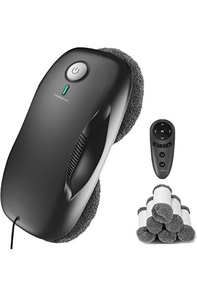 Tosima W2 3800PA window cleaning robot, water sprayer, with 12 cloths (6 pairs), black