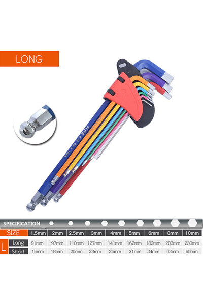 choice2 HEX KEY SET LONG Allen Key Set L Wrench Kit For Allen Screw 9PCS Long...