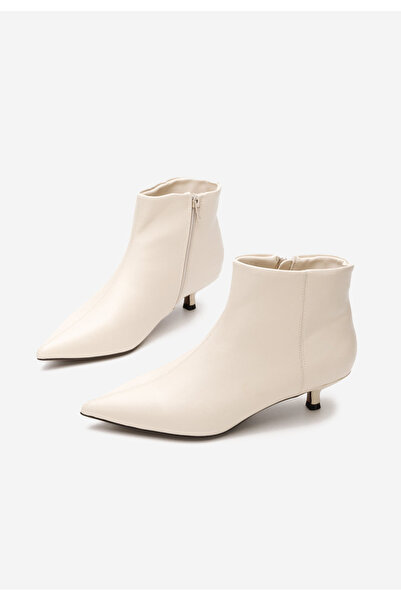 B T Shoes Béžové kotníkové boty na vysokém podpatku Daphine