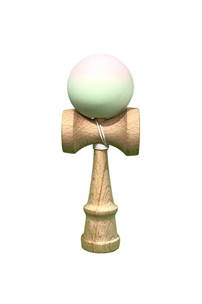 Kendama X Originala, Profesionala, din Lemn, Rubber Grip, 18 cm, Roz/Verde
