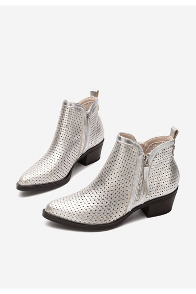 B T Shoes kotníkové boty na podpatku Larivinne arginti