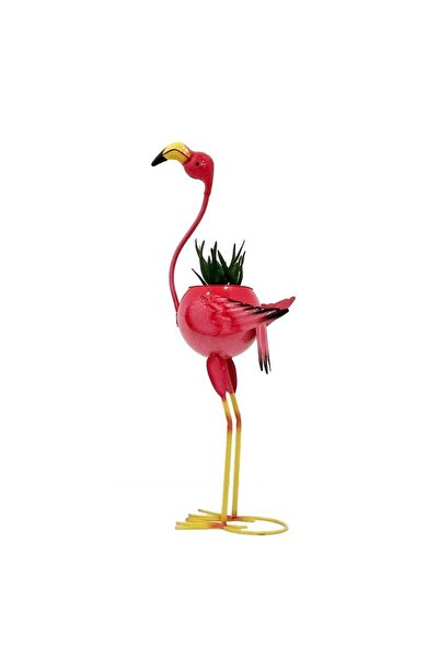 Flippy Garden Decoration Flamingo Plant Holder, Iron, 73x34x22 cm, Pink