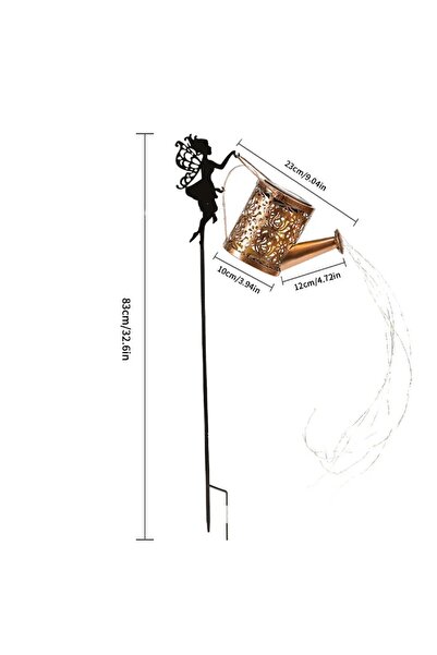 Flippy Garden Ornament - Fairy with Watering Can, Warm White LEDs, 63 cm, Black