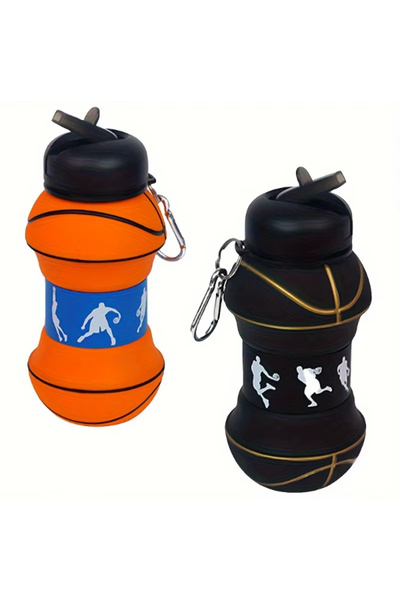 Alvora Accordion Water Bottle with Basketball Ball Design