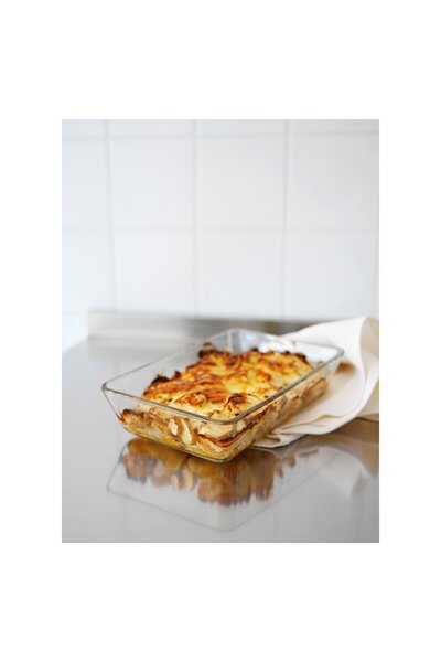 IKEA MIXTUR Oven/serving dish, clear glass, 35 x 25 cm